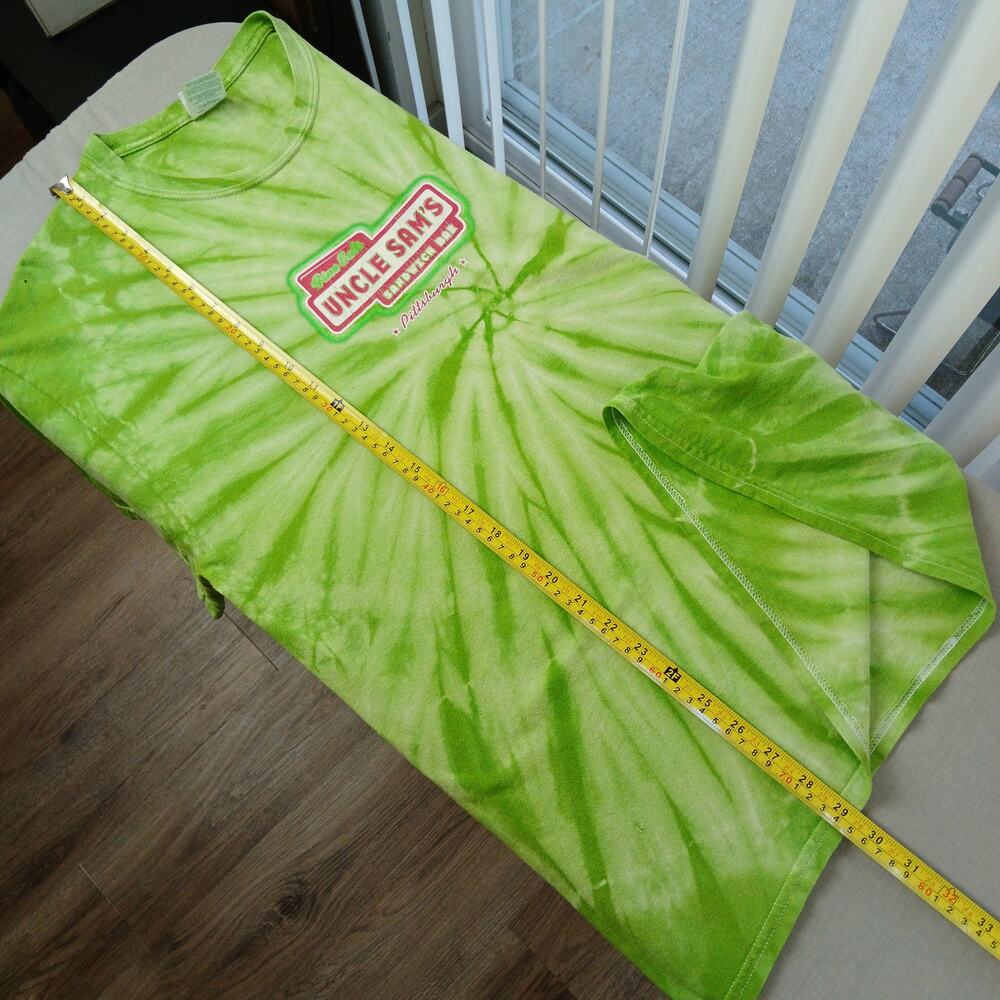 Uncle Sam's Sandwich Bar Pittsburgh Green Tie-dye T-shirt L distressed worn - Picture 14 of 14
